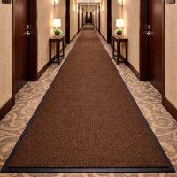 Ribbed entrance mats hotel hallway