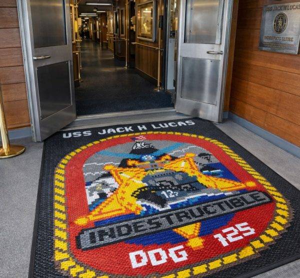 Vinyl link logo mats – in use